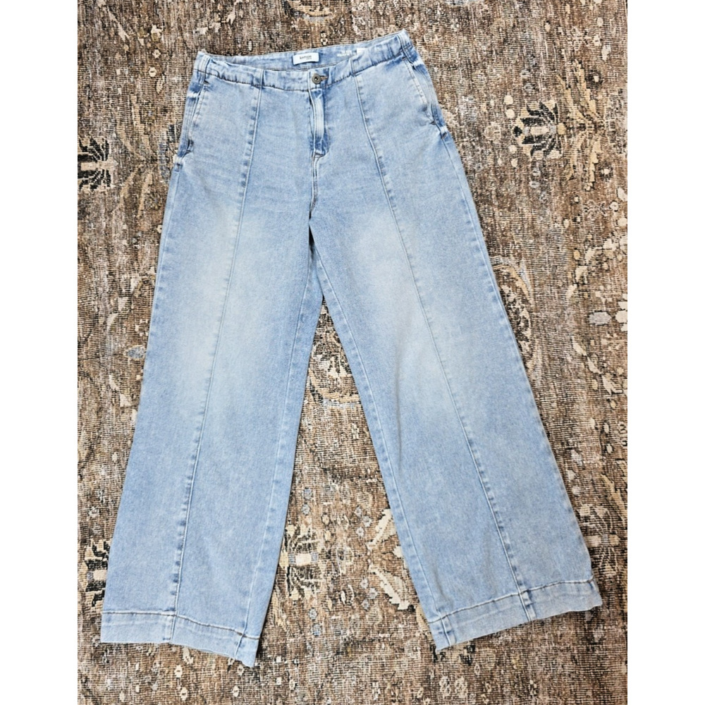 Kensie The Kaya High Rise Wide Leg Jeans Womens 6 28 Light Wash Denim
